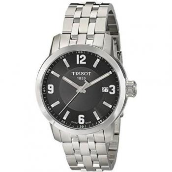 Tissot PRC200 Men's Stainless Steel Watch with Black Dial, 39mm