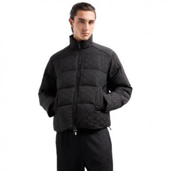 Armani Exchange Men's Black Down Jacket 2XL with Two-Way Zipper