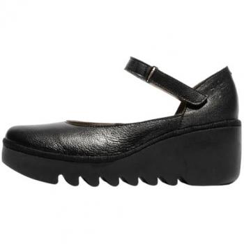 Fly London BAWO Women's Comfort Shoes - Mousse Leather Mary Jane Flat in Black