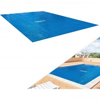 Cubierta Solar Arebos para Piscina Cuadrada Ø 5,49 x 2,74m Azul - Espesor 120 µm - Rollo Solar Recortable - Calefacción de Agua con Lona Térmica