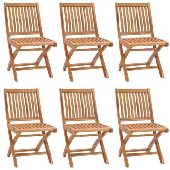 Folding Garden Chairs Set of 6 Solid Teak Wood
