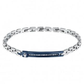 Maserati Pulsera para Hombre en Acero Plateado con Cristales, Colección Iconic - JM224AVD40