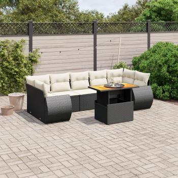 8-Piece Black Poly Rattan Garden Sofa Set with Cushions