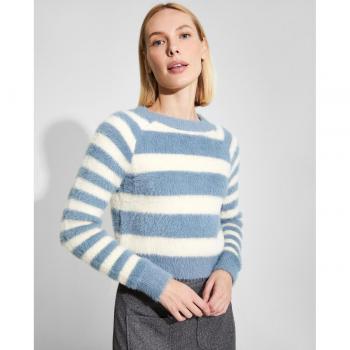 Jersey de mujer de rayas con cuello redondo