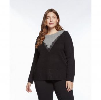 Jersey de mujer bicolor con encaje