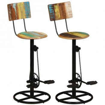 Taburetes de Bar 2 piezas de madera maciza reciclada