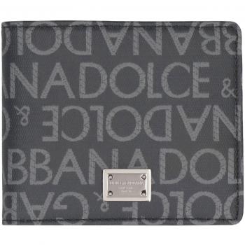 Dolce & Gabbana Men's Jacquard Wallet in Black, BP1321AJ7058B969, Stylish Wallet for Men and Women, Size: ONE SIZE, Gray Jacquard Logo Wallet