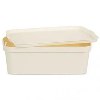 Caja de Almacenaje KIPIT Plástico 14L con Tapa Crema - Dimensiones: 29.5 x 14.3 x 45 cm
