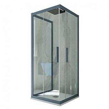 Mampara de Ducha Corredera 70x70 cm Azul Marino Kolors Trio - Vidrio Seguridad 6mm