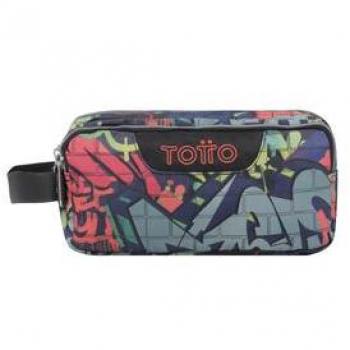 Estuche escolar Totto Monark Agapec Graffiti, tres compartimentos