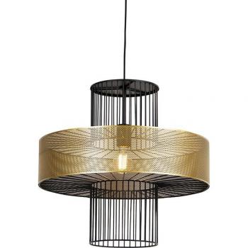 Lámpara colgante diseño dorado negro 50cm - TESS, Acero, Cilíndrica/Redonda, Adecuada para LED, Máx. 1 x 60 Watt