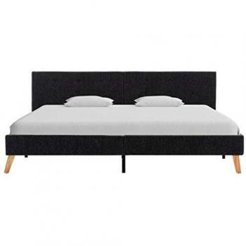 vidaXL Estructura de Cama Tela Somier Mobiliario Hogar Casa Clásica Práctica Cómoda Moderna Robusta y Duradera Sin Colchón Gris Oscura 180x200cm