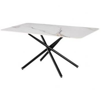 Mesa Fija de Comedor 180cm con Acabado Mármol Blanco