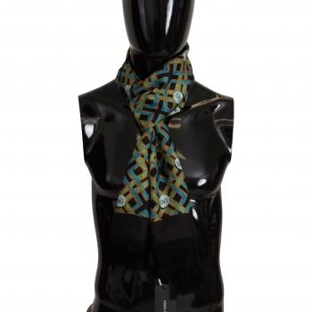Dolce & Gabbana Multicolor DG Logo Shawl Warm Neck Wrap Fringe Scarf