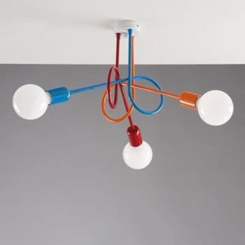 Lámpara de Techo Moderna en Hierro Multicolor con Tres Luces 42x30 cm