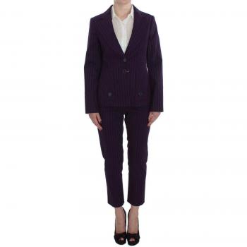 Purple Striped Stretch Coat Blazer Pants Suit - IT48 | XL