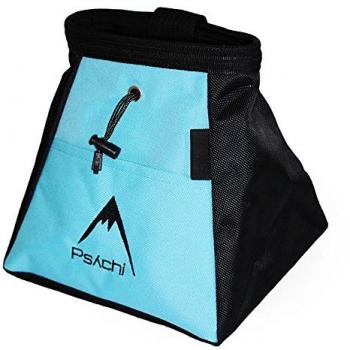 Psychi - Bolsa de magnesio para Escalada en Bloque - Compartimento Frontal y Bolsillo Trasero con Cremallera - Azul