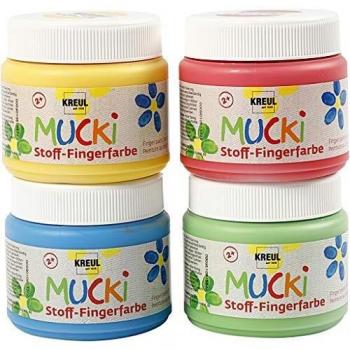 Muck Pintura de dedos KREUL, MUCKI, 150 ml, juego de 4