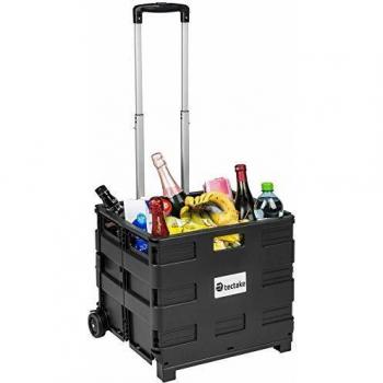Carrito de Compra Plegable Tectake - Carrito Rígido con Ruedas, Asa Telescópica de Aluminio, Capacidad 46 Litros, Compacto y Ligero