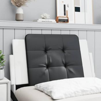 Almohada de cabecero acolchado en cuero sintético blanco y negro de 80 cm
