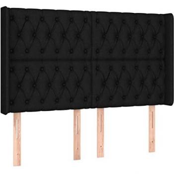 Cabecero con LED de tela negro 163x16x118/128 cm