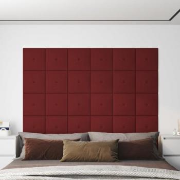 Paneles de pared 12 uds tela rojo tinto 30x30 cm 1,08 m²
