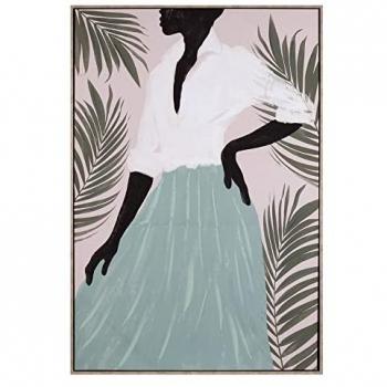 Cuadro Lienzo Enmarcado de Mujer 83 x 123 cm Original Verde