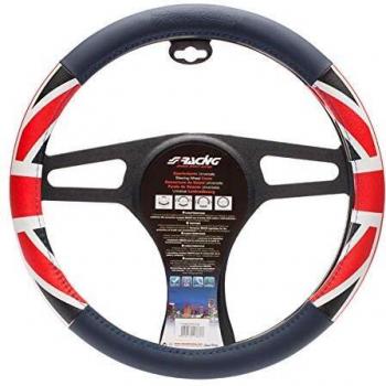 Funda Cubierta para Volante Simoni Racing UK Bandera Británica Azul/Rojo/Blanco de Cuero Sintético SR CVT53