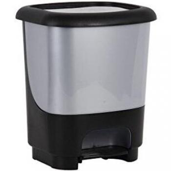 Cofan Cubo de basura con pedal Class rígido y resistente | Con capacidad para 10 litros | Color gris y negro