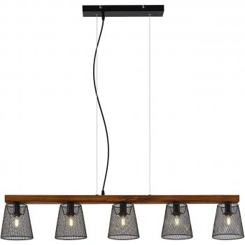 Lámpara colgante Morlin de Lindby, moderna, 5 luces, color negro, hecha de metal y vidrio, adecuada para salón y comedor, utiliza bombillas E14