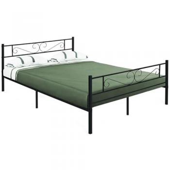 Cama doble Tampa con base de metal y cabecera 140x190 cm negra