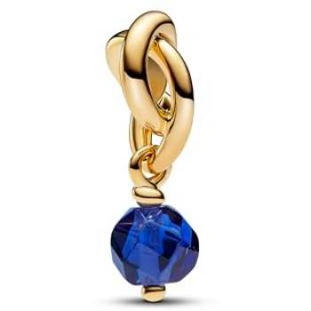 Charm Colgante Círculo Eternity Azul Facetado con Cristal, Oro Amarillo, Talla Única