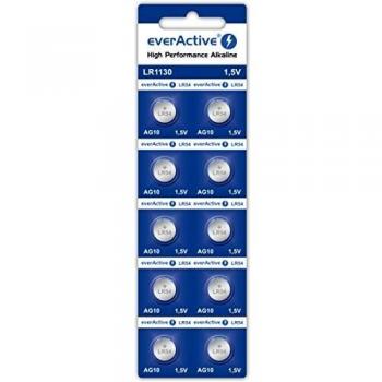 EverActive Mini Alkaline Button Batteries AG10 LR1130 LR54 - Pack of 10