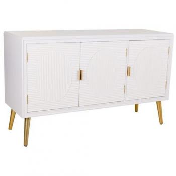 Aparador de Madera Blanco 120x41.5x71 cm de Estilo Romántico con 2 Puertas