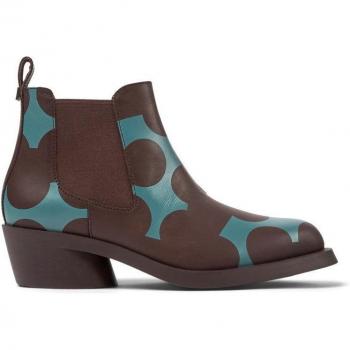 CAMPER Twins Ankle Boots for Women - Burgundy, Black, Size 37, Smooth Leather