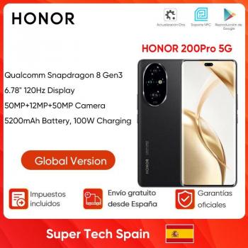 Honor 200 Pro 5G Smartphone Snapdragon 8 Gen 3 6.78 Pantalla 120Hz Batería 5200mAh Carga Rápida 100W Versión Global Verde