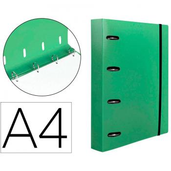 Carpeta con recambio Liderpapel A4 cuadro 5mm 100 hojas 80g polipropileno 4 anillas verde manzana