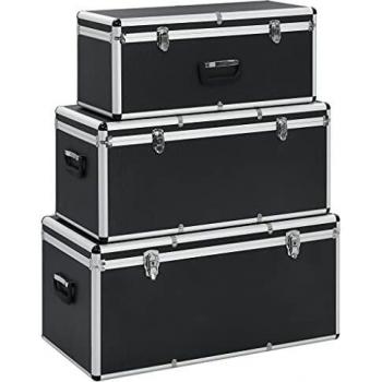 SengentoStyle Opbergkoffers 3 st aluminium zwart