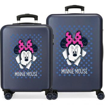 Juego de maletas rígidas Disney Minnie Sunny Day marino con capacidad de 91L
