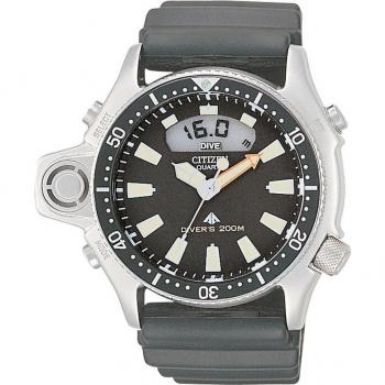 Reloj de buceo Citizen Promaster Aqualand JP2000-08E - Analógico-digital, resistente al agua hasta 20 bar, con profundímetro y correa de silicona negra