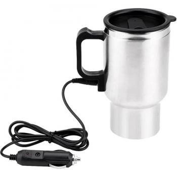 Taza Calefaccion Auto 12V, Hervidor Eléctrico Acero Inoxidable Portátil 500ML para Café y Agua