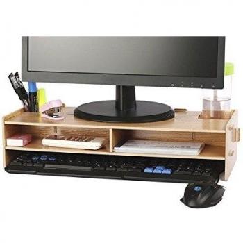 azlife elevador de Monitor de escritorio soporte de monitor, de madera y organizador de escritorio, con ranuras para suministros de oficina y espacio de almacenamiento para teclado y ratón, amplia pantalla elevador para Monitor del ordenador/portátil/TV