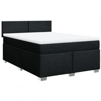 Cama box spring con colchón de tela negro 140x200 cm