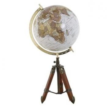 Globo Terráqueo Vintage Home ESPRIT Marrón PVC con trípode de madera de mango 27 x 25 x 55 cm