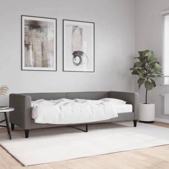 Sofá cama con colchón de tela gris oscuro 80x200 cm