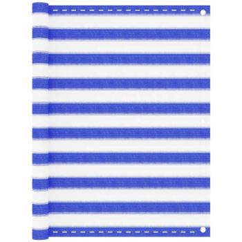 Toldo para balcón HDPE azul y blanco 120x600 cm