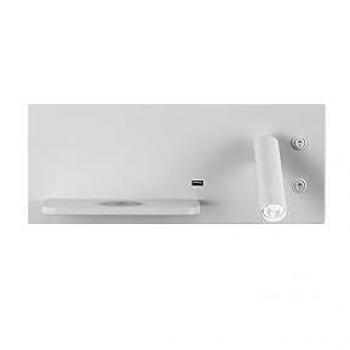 Aplique Velazquez Dcho Blanco 2+8w 4000k USB+Qi 130lm Doble Encendido 14x35x14 Cm