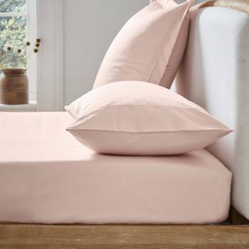 Soft Pink 250 Thread Count Cotton Sateen Fitted Sheet