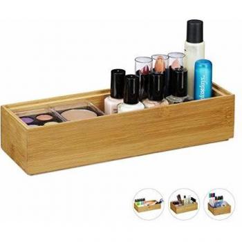 Caja de Almacenamiento Apilable de Bambú, Diseño Natural, 5 x 23 x 7,5 cm