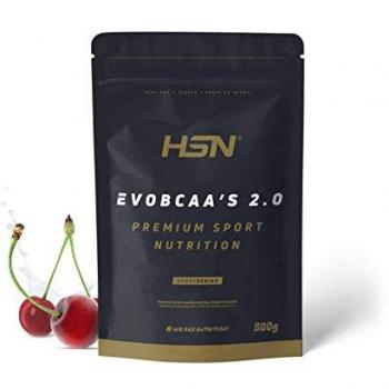 BCAA 12:1:1 con Glutamina HSN Evobcaa's 2.0 | Sabor Cereza 500 g | 45 Tomas | No-GMO, Vegano, Sin Gluten